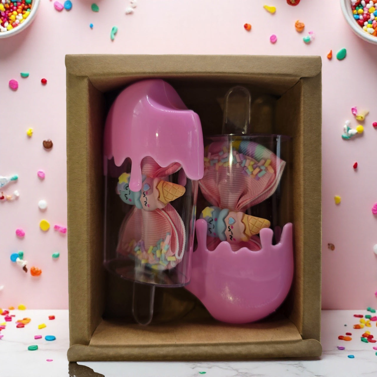 Adorable Ice-Cream Cone Bow Hair Clip for Girls or Women's (Pack of 2)