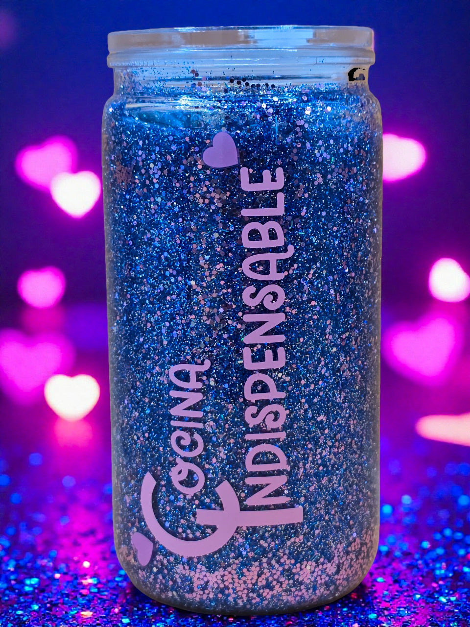 Cute Tumbler Blue & Purple Mix Lover's" Plastic Snow Globe | Handmade with Love