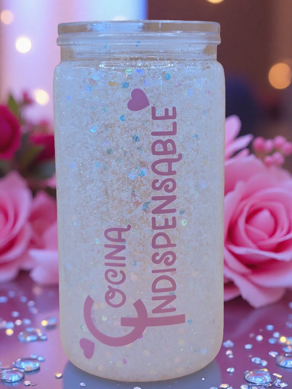Cute Tumbler White Snowy Lover's" Plastic Snow Globe | Handmade with Love