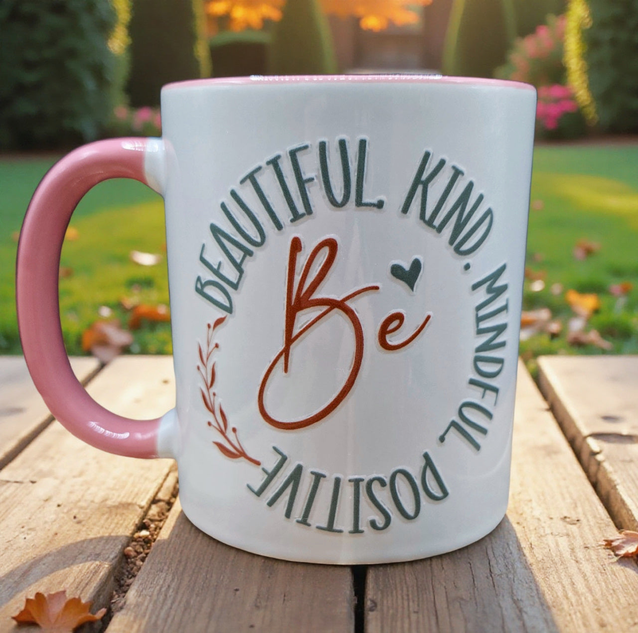 Cute Ceramic Coffee Mug White & Pink (11 oz)