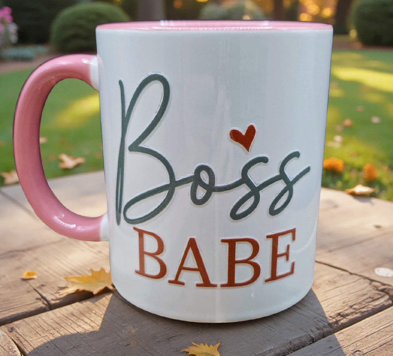 Cute Ceramic Coffee Mug White & Pink (11 oz)