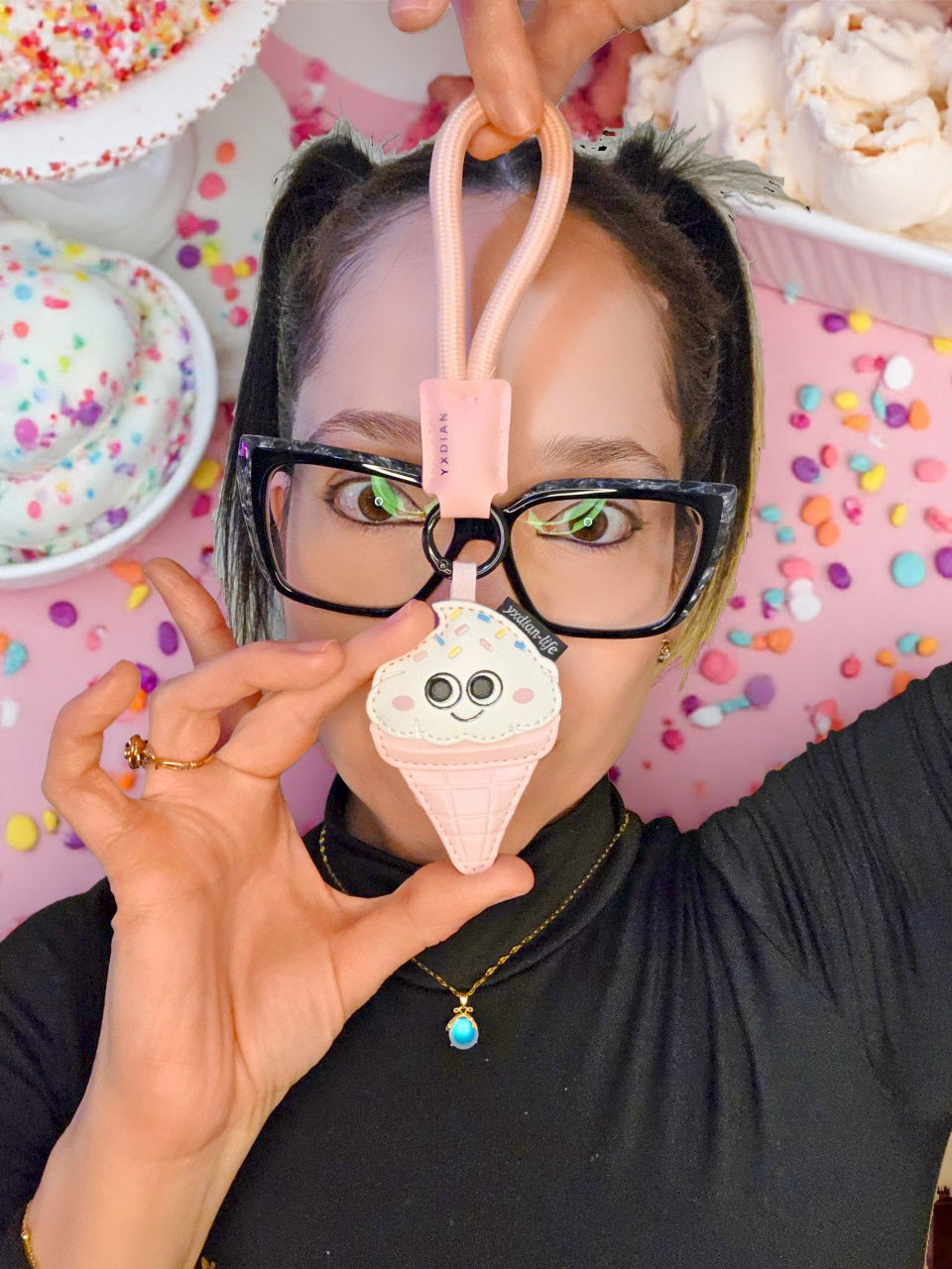 Adorable Coffee Cup and Ice Cream Cone Key Ring