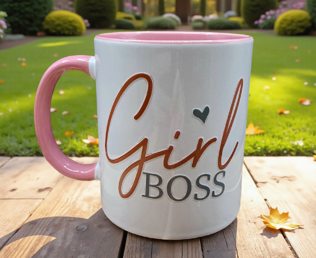 Cute Ceramic Coffee Mug White & Pink (11 oz)
