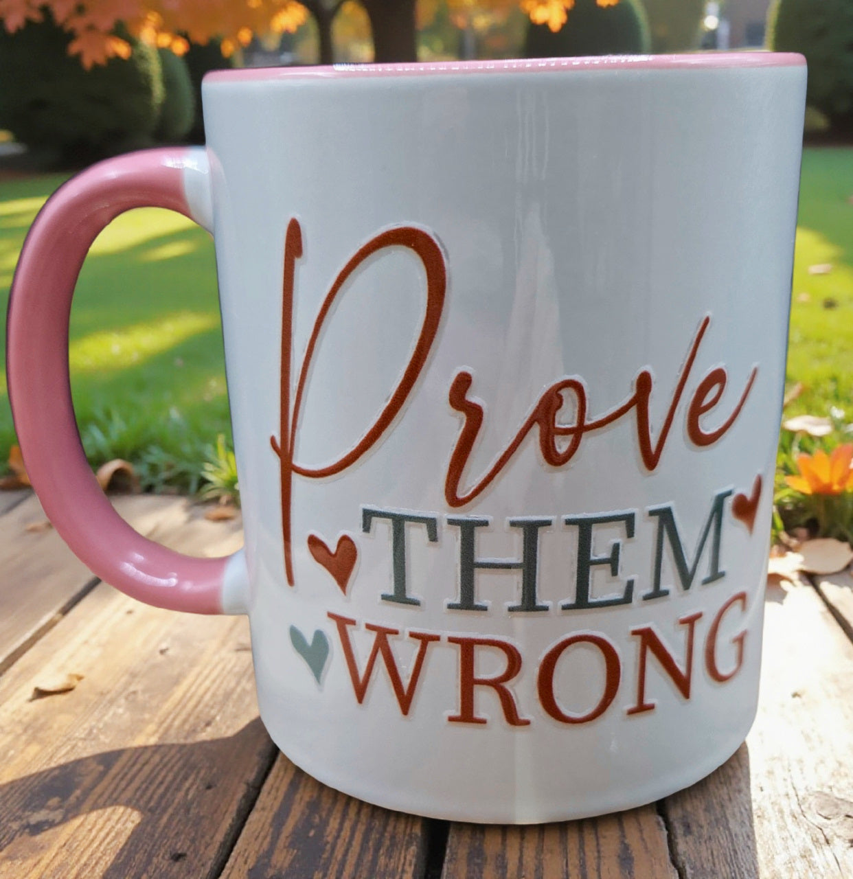 Cute Ceramic Coffee Mug White & Pink (11 oz)