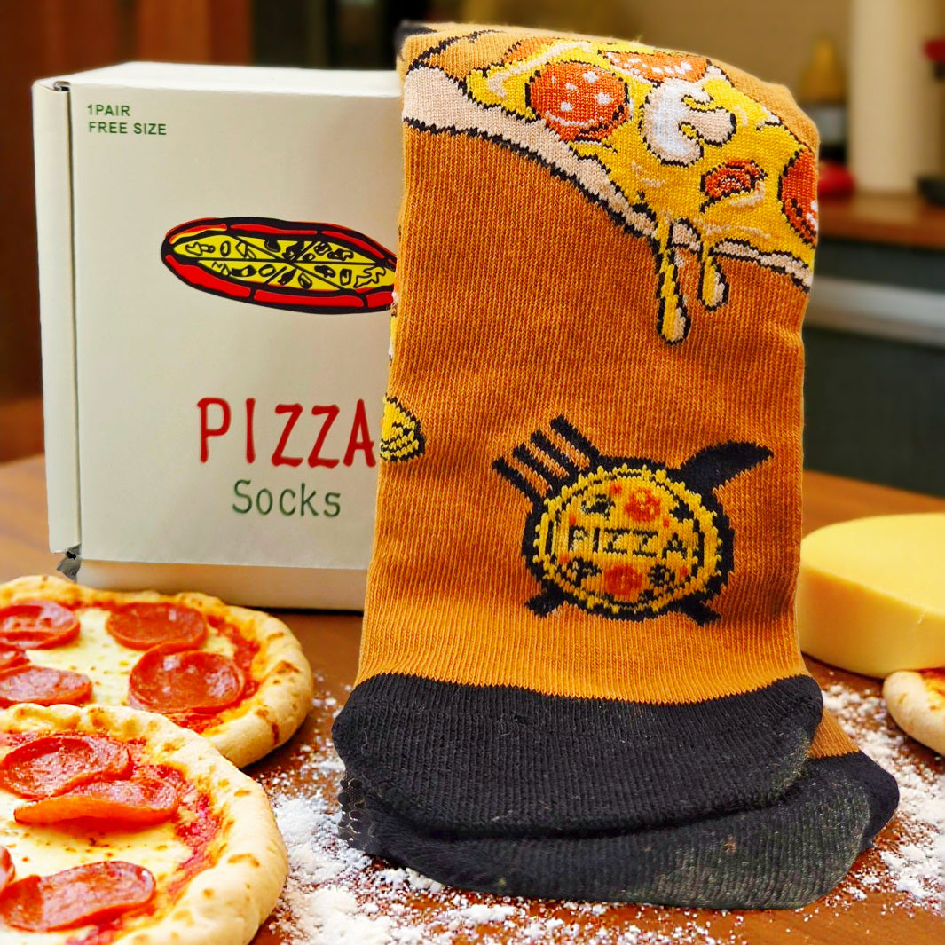 Cozy Pizza Socks in a Pizza Box!