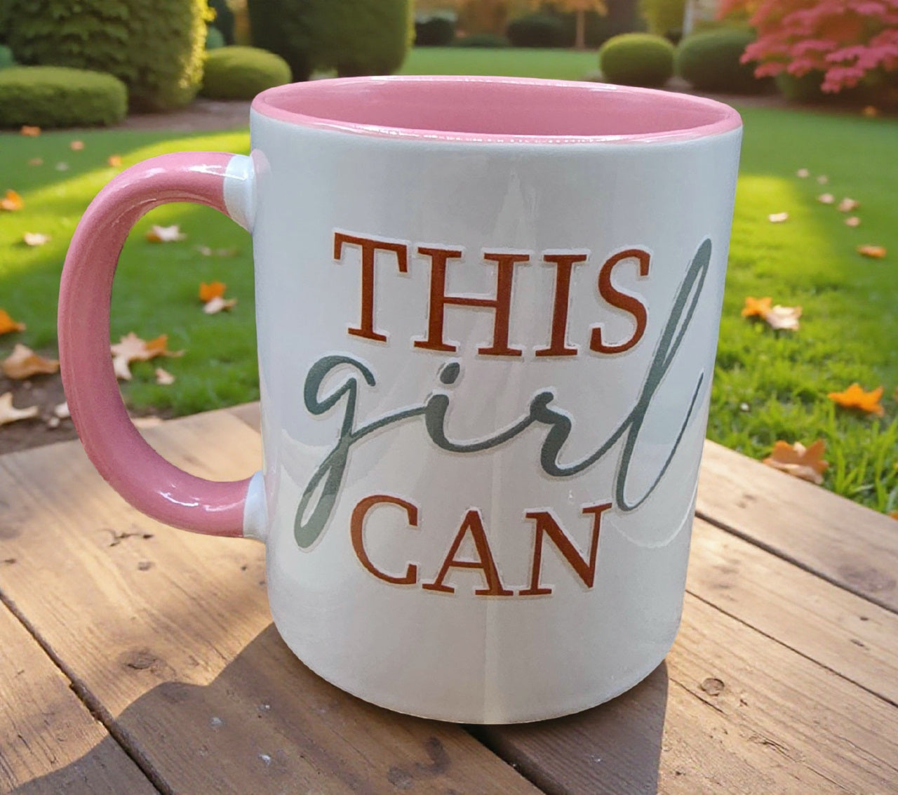 Cute Ceramic Coffee Mug White & Pink (11 oz)