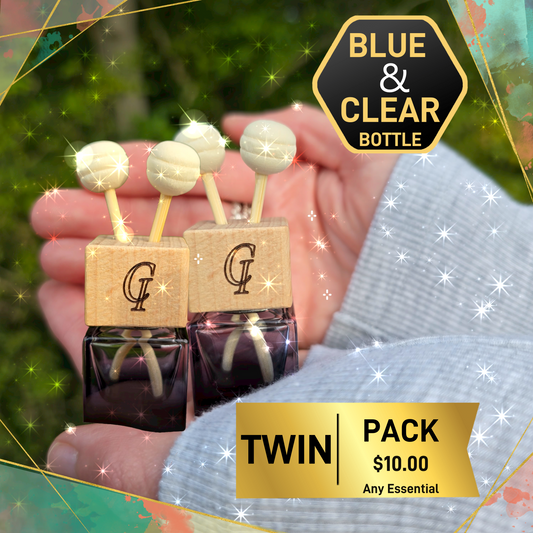Twin Pack Glass Car Air Freshener Vent Clip (Dark Blue Bottle)
