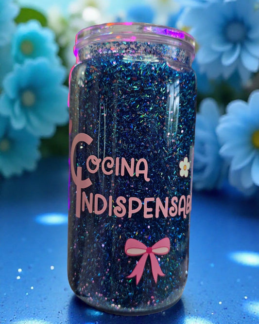 Cute Tumbler Blue Lover's Bow" Plastic Snow Globe | Handmade with Love
