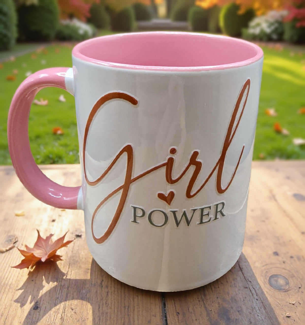 Cute Ceramic Coffee Mug White & Pink (11 oz)