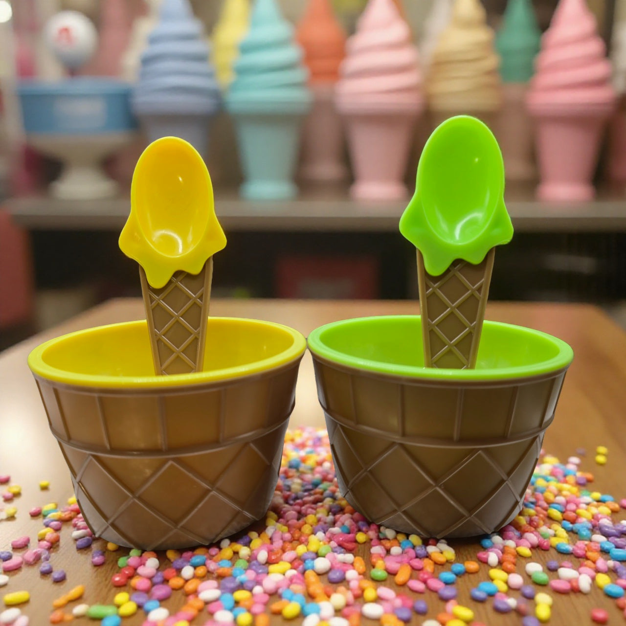 Sweet & Cute Ice Cream Bowls and Spoons BPA Free Pack of 2
